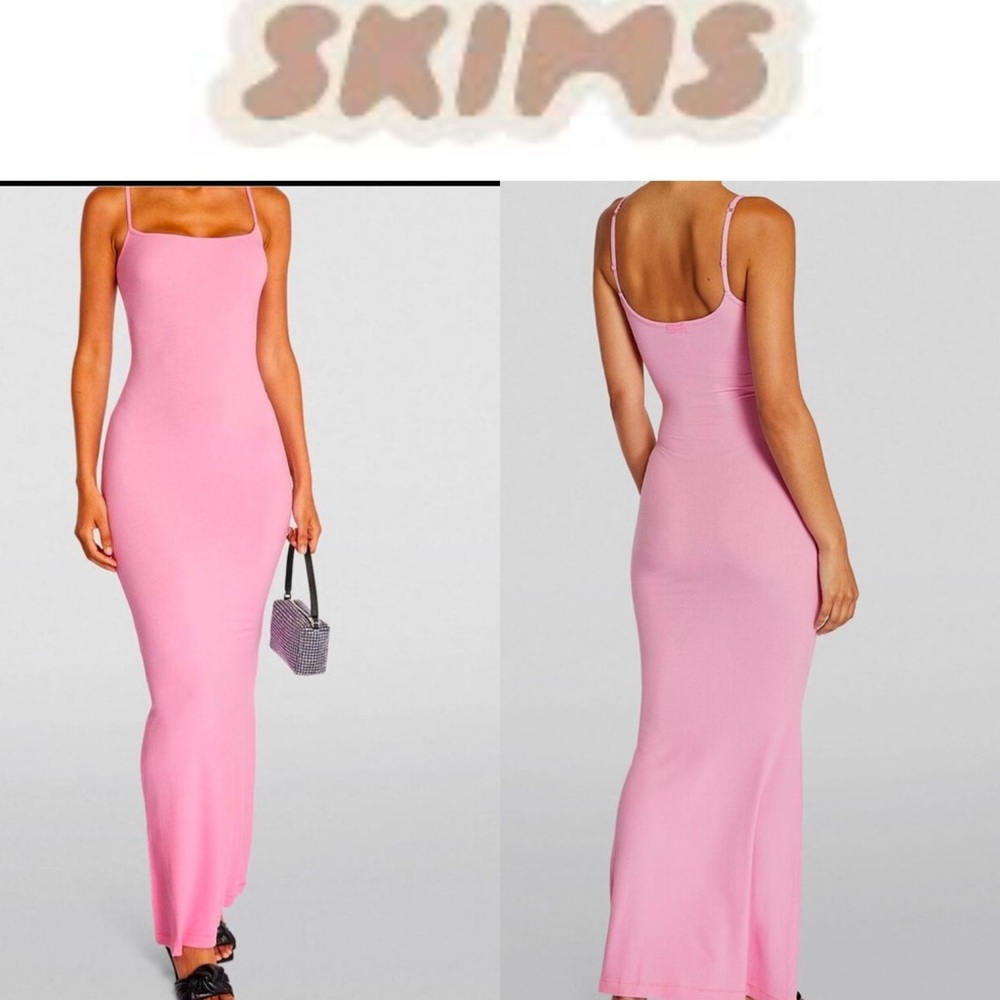 New💕Skims Lounge Long Slip Dress 💕
Size Small 
Color Cotton candy Pink